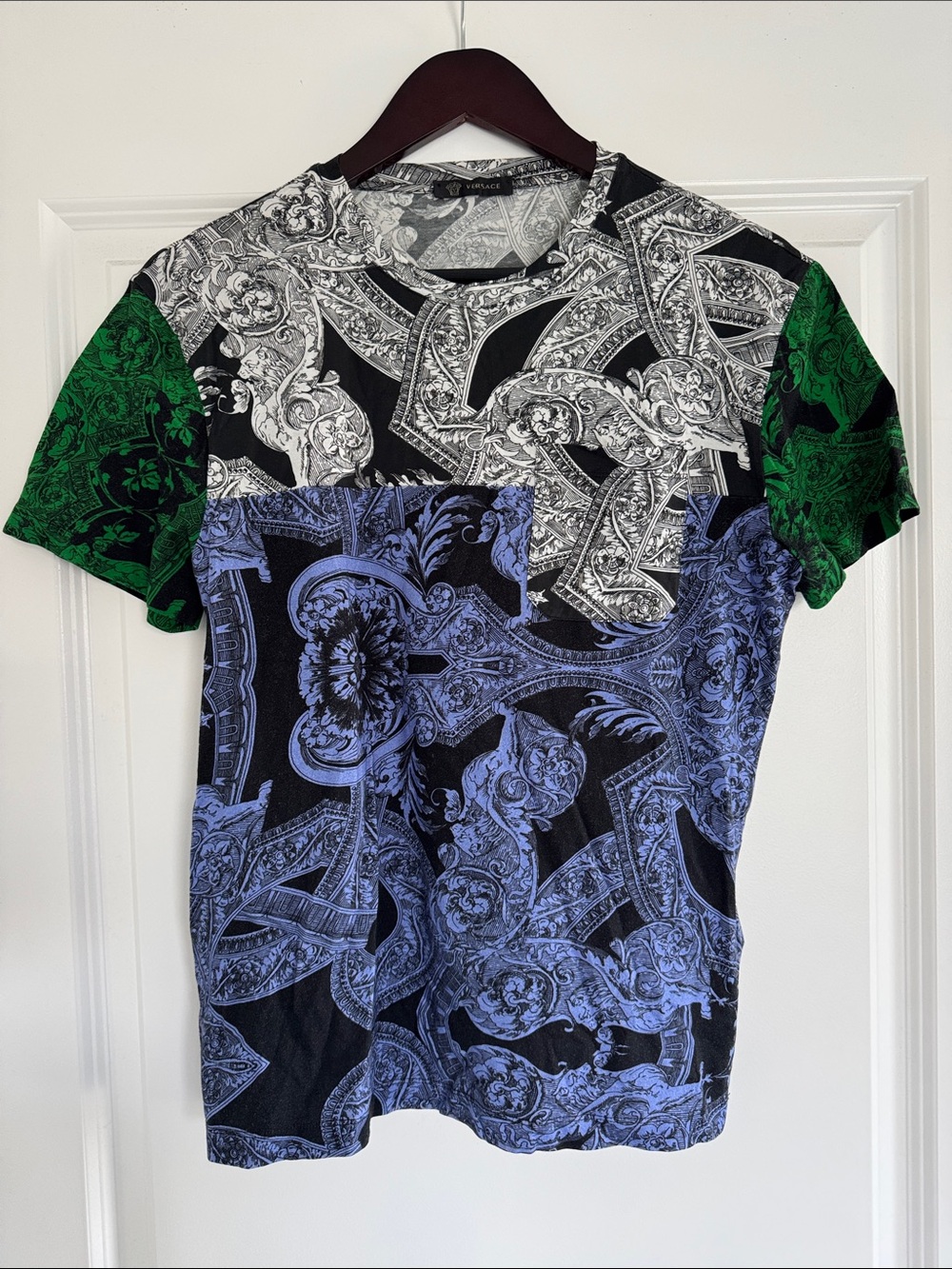 NWOT Authentic Mens Versace Multicolored Column Floral Short Sleeve Shirt S